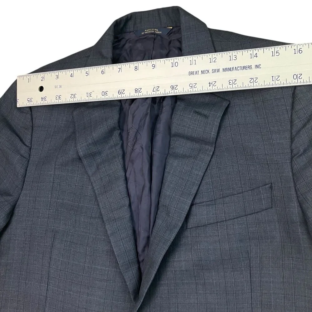 Brooks Brothers Mens 39R Blue Wool Blazer Sport Coat‎ Windowpane Saxxon 1818 USA